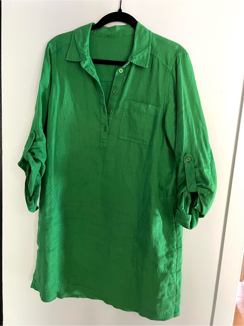 Michael Stars Linen Kelly Green Shirt Dress